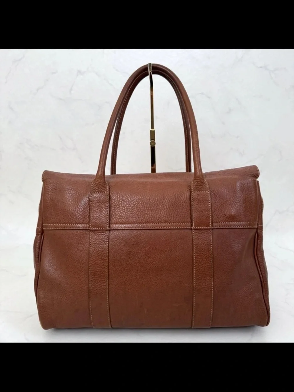 Mulberry Brown Leather Bayswater-Style Satchel with Gold Hardware